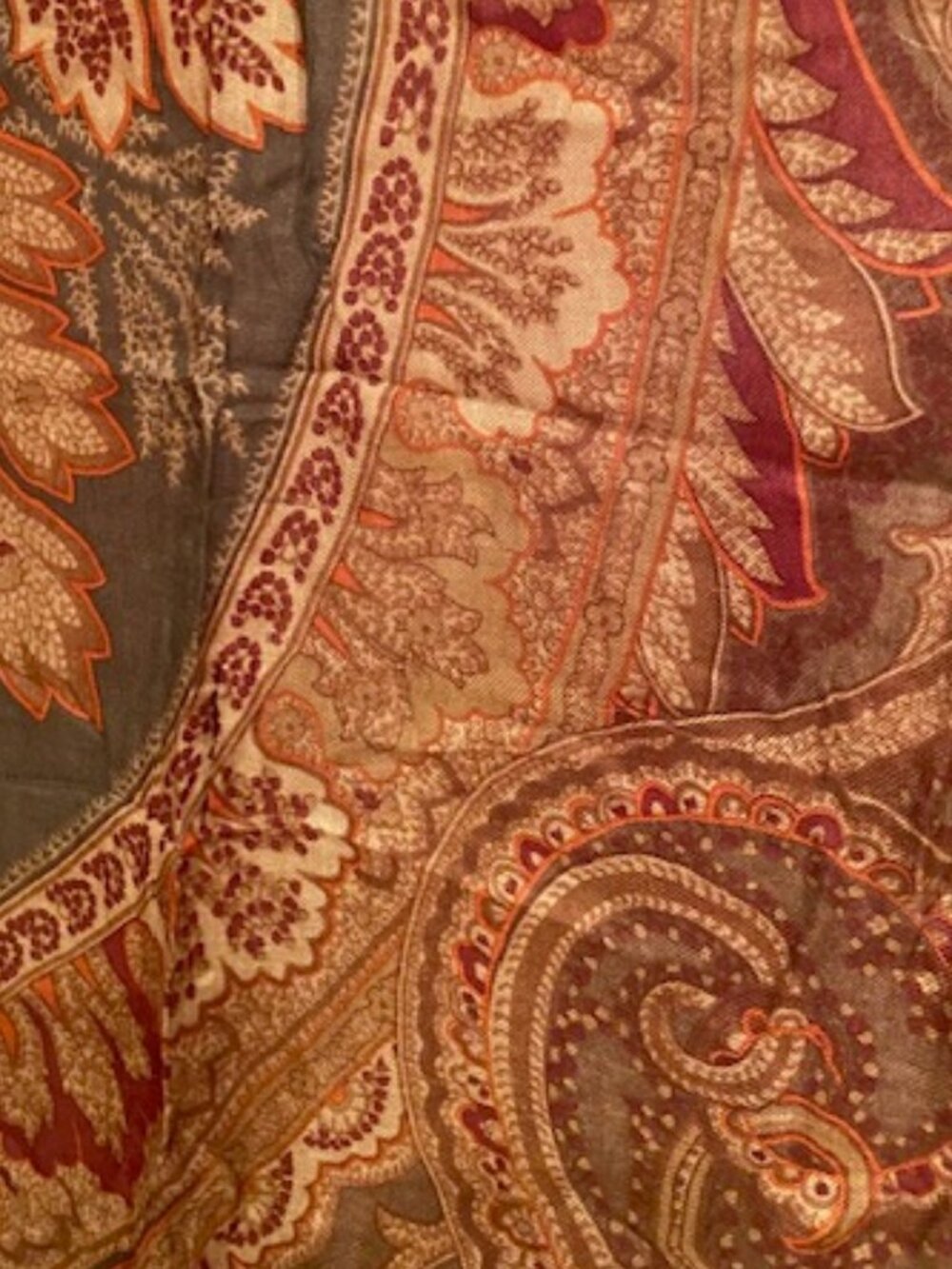 Ralph Lauren Paisley rayon scarf red & brown gorgeous colors 18"W and 72" L - Picture 4 of 5